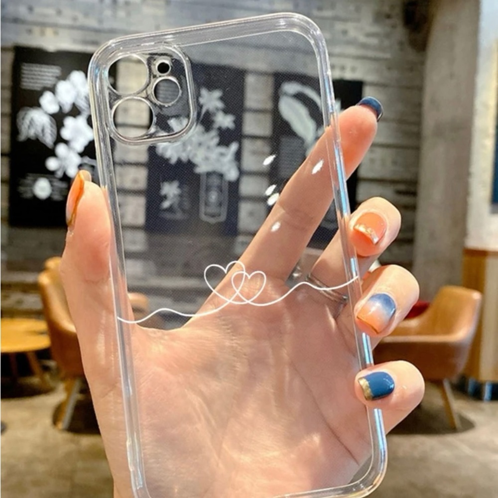 ✨🆕 IPhone14/15/15Plus/15Pro/15Promax Transparente Heart Printed Phone Case